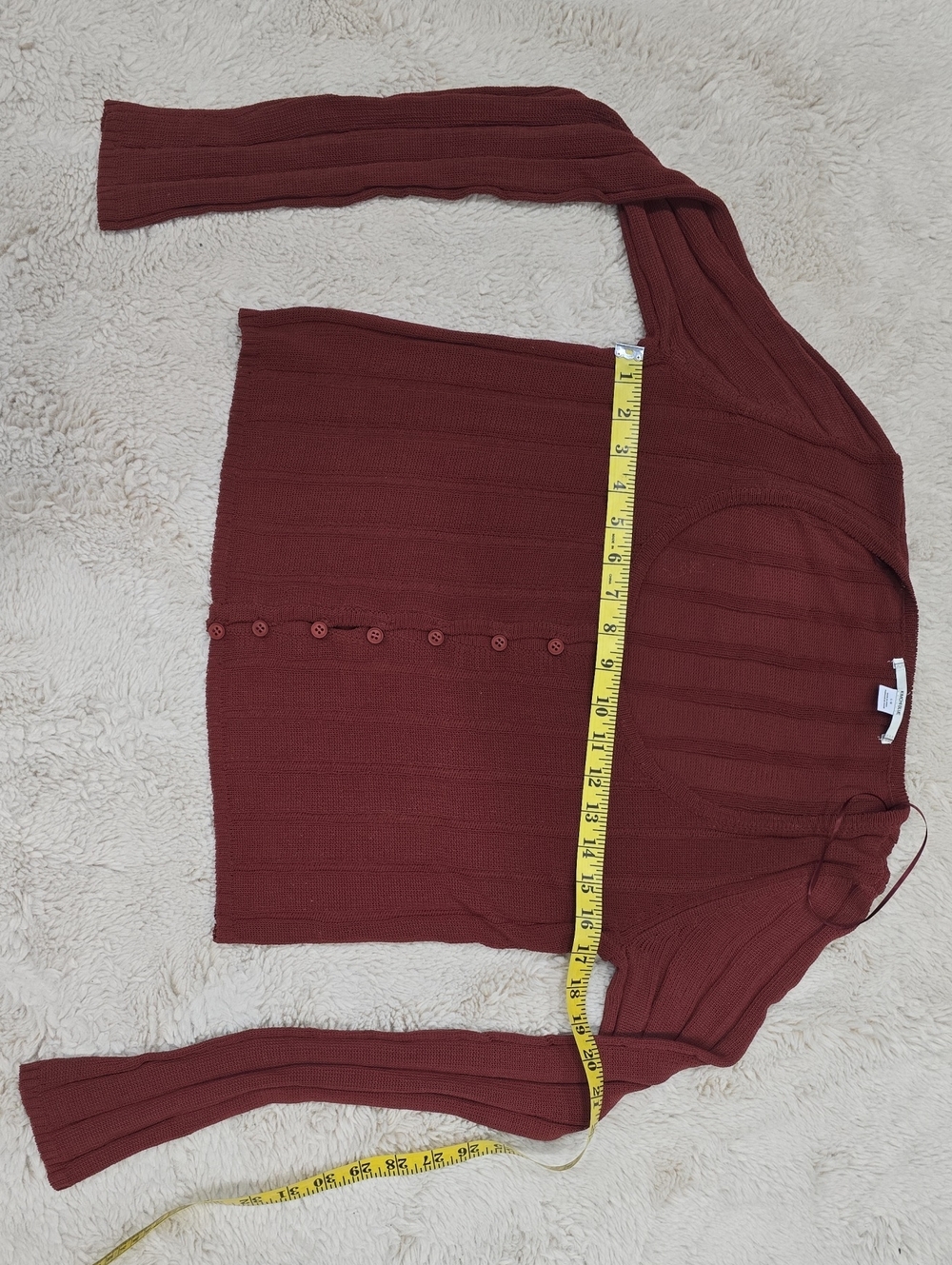 Kimchi Blue Ribbed Button-Front Sweater - Burgundy - Picture 3 of 5